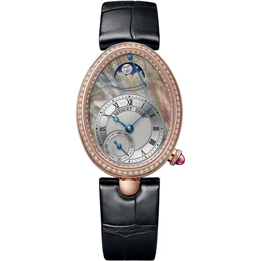 Breguet Reine De Naples 8908BR5T964D00D3L Rose Gold with Black Leather Watch