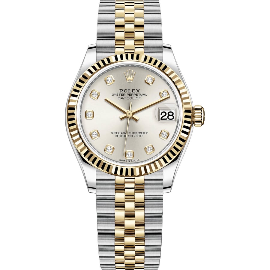 Rolex Datejust 278273 Stainless Steel and Yellow Gold with Silver Diamond Dial Watch