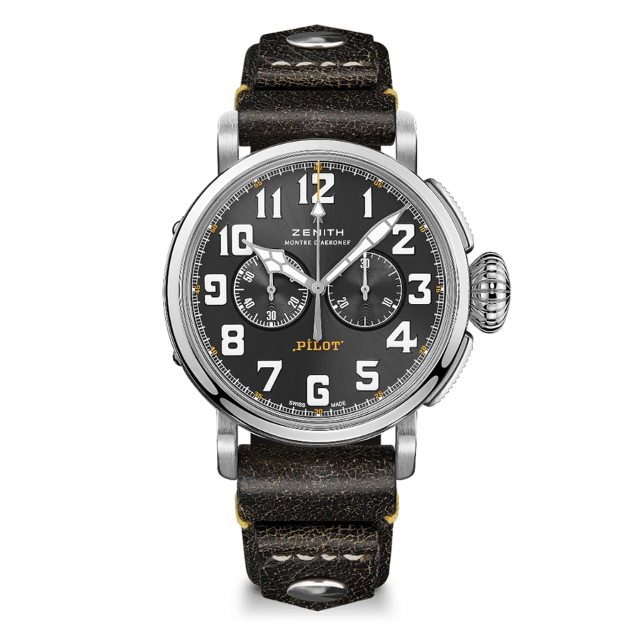 Zenith Pilot Type 20 Chronograph 03.2434.4069/20.I010 Stainless Steel with Black Leather Watch