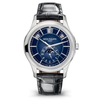 Patek Philippe Annual Calendar 5205G-013 White Gold with Black Alligator Leather Watch Blue Dial 2024