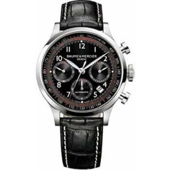 Baume & Mercier Capeland Black Dial 10084 Stainless Steel With Black Crocodile Leather Watch Black Arabic Dial 2024