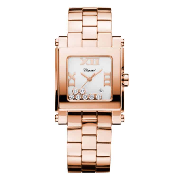 Chopard Happy Sport Square Silver Dial 275322-5001 Rose Gold