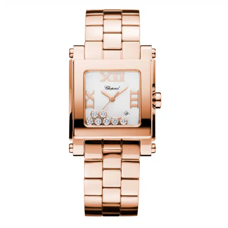 Chopard Happy Sport Square Silver Dial 275322-5001 Rose Gold