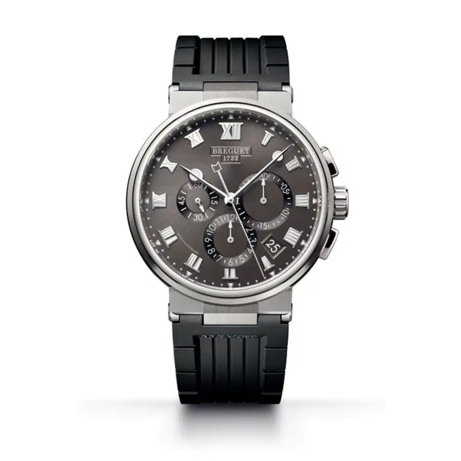 Breguet Marine Chronograph 5527TIG25WV Titanium with Black Rubber Watch Grey Dial
