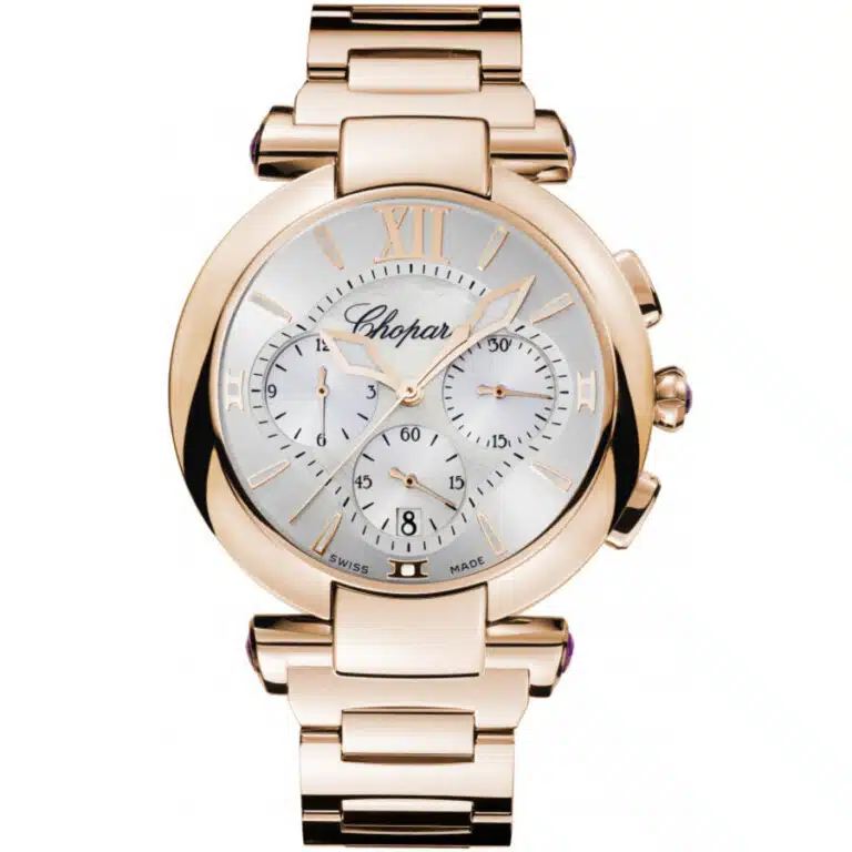 Chopard Imperiale Chronograph 384211-5002 Rose Gold Watch Silver Dial