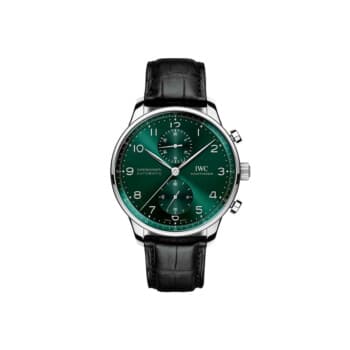 IWC Portugieser IW371615 Stainless Steel Black Alligator Strap Green Dial Watch 2024