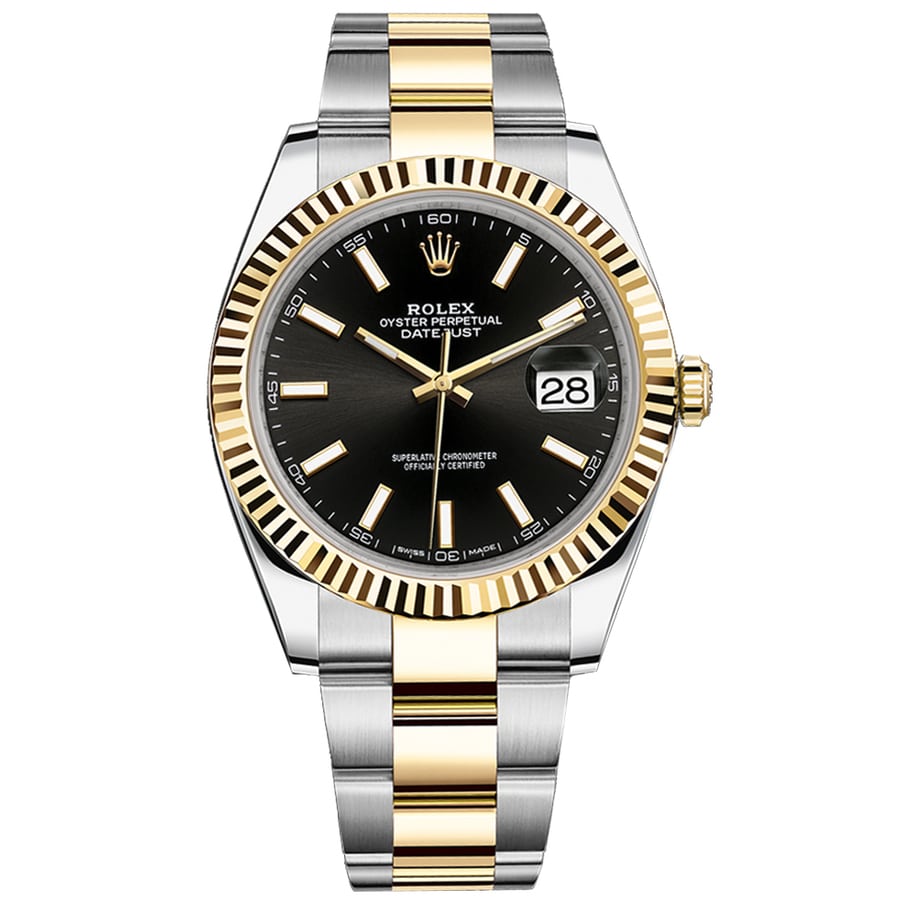 Rolex Datejust 41mm Oyster 126333 Stainless Steel & Yellow Gold Watch Black Index Dial
