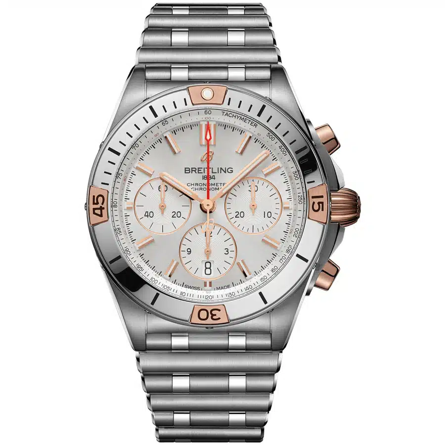 Breitling Chronomat B01 Chronograph IB0134101G1A1 Stainless Steel & Rose Gold Watch Silver Dial 2024