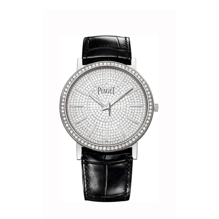 Piaget Altiplano 34mm G0A36128 White Gold with Black Crocodile Leather Watch Pave Diamond Dial 2018