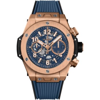 Hublot Big Bang Unico 421.OX.5180.RX Blue Rubber Watch 18kt Rose Gold