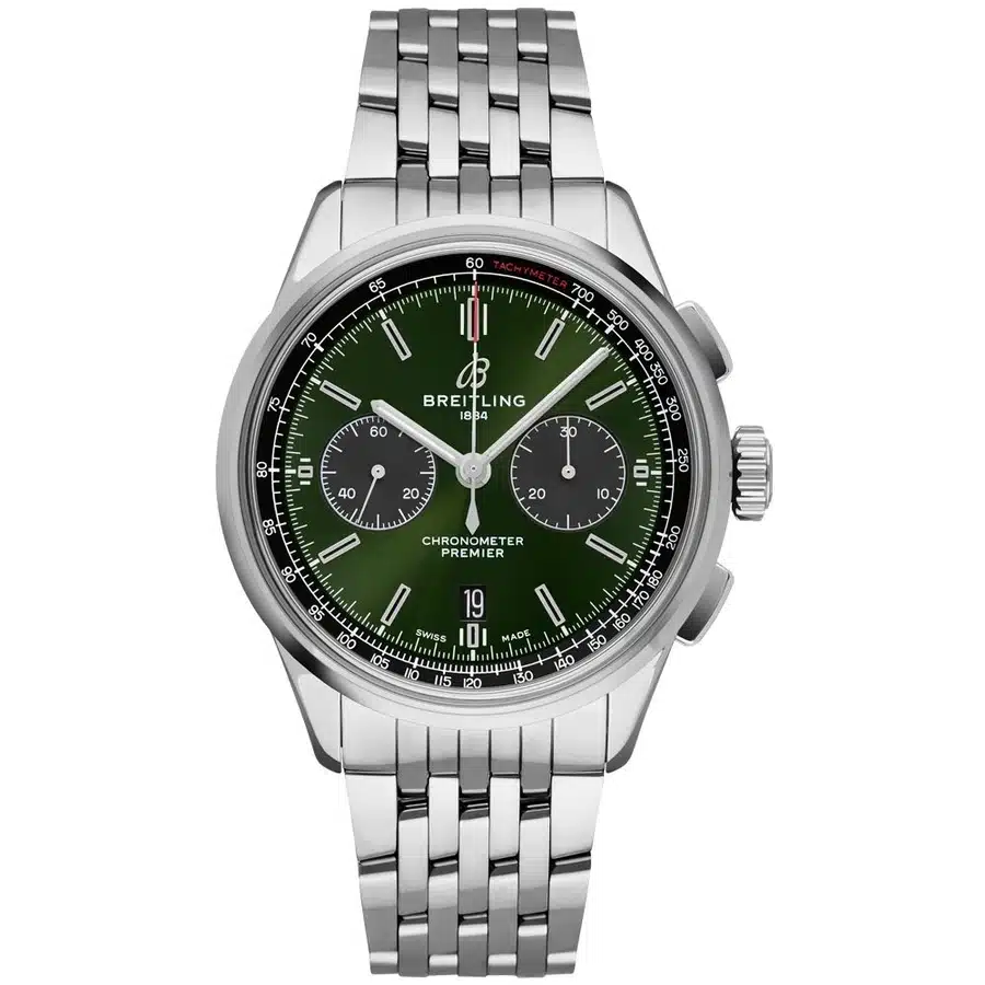 Breitling Premier B01 Chronogragh 42 AB0118A11L1A1 Stainless Steel Green Dial Men's Watch 2024