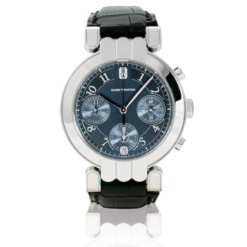 Harry Winston Premier Chronograph White Gold Watch Leather Strap 200MCA37W