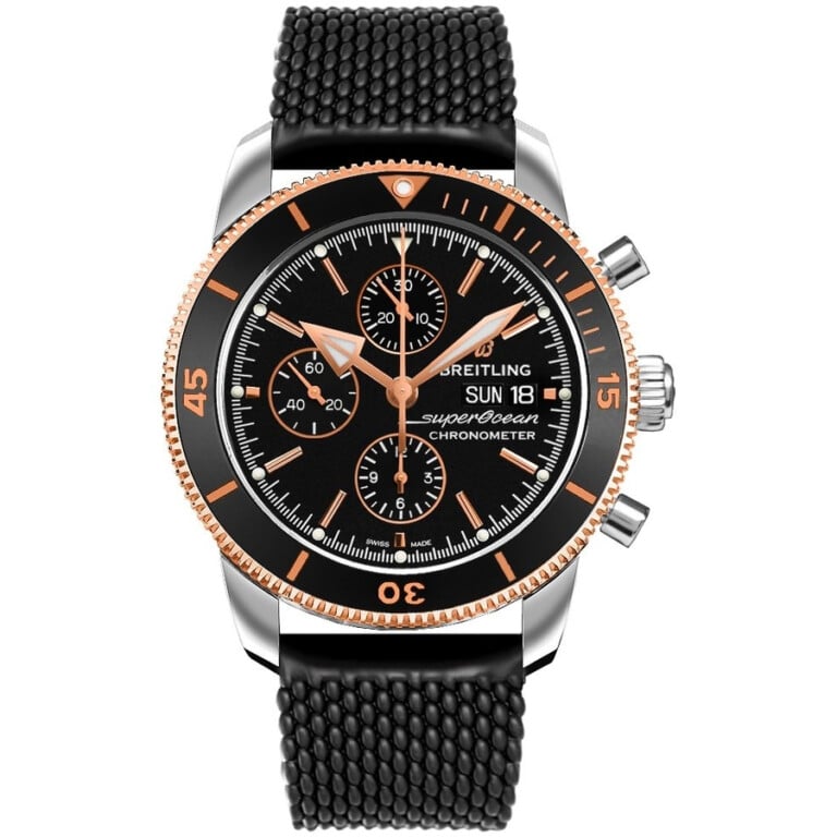 Breitling Superocean Héritage II Chronograph U13313121B1S1 Steel & Rose Gold with Black Rubber Watch Black Dial