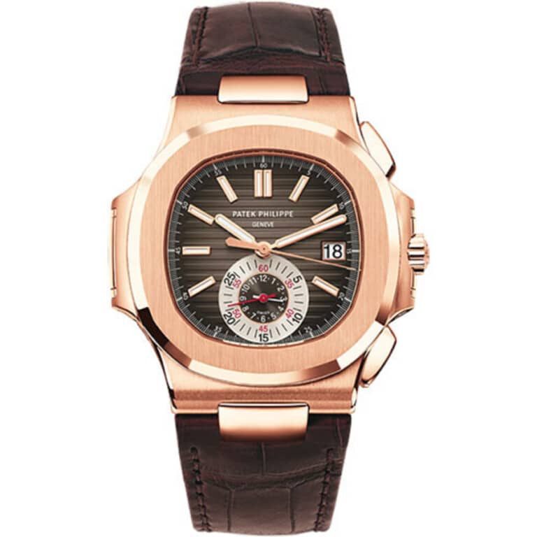 Patek Philippe Nautilus 5980R-001 Chronograph Rose Gold with Brown Leather Watch