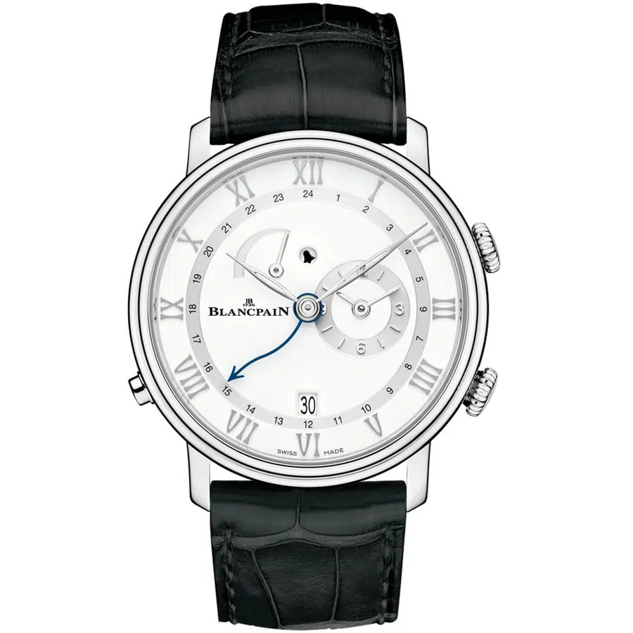 Blancpain Villeret Reveil 6640-1127-55B Stainless Steel with Black Crocodile Leather Watch
