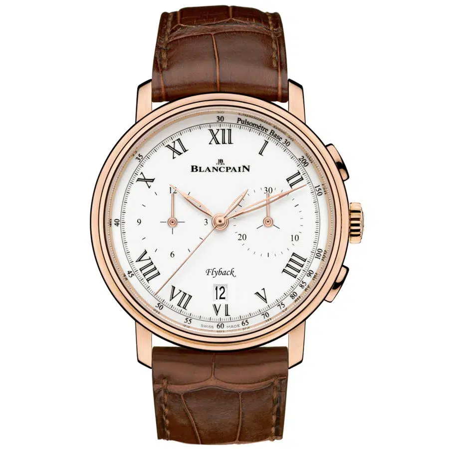Blancpain Villeret Flyback Pulsometer 6680F-3631-55B Rose Gold with Brown Alligator Leather Watch