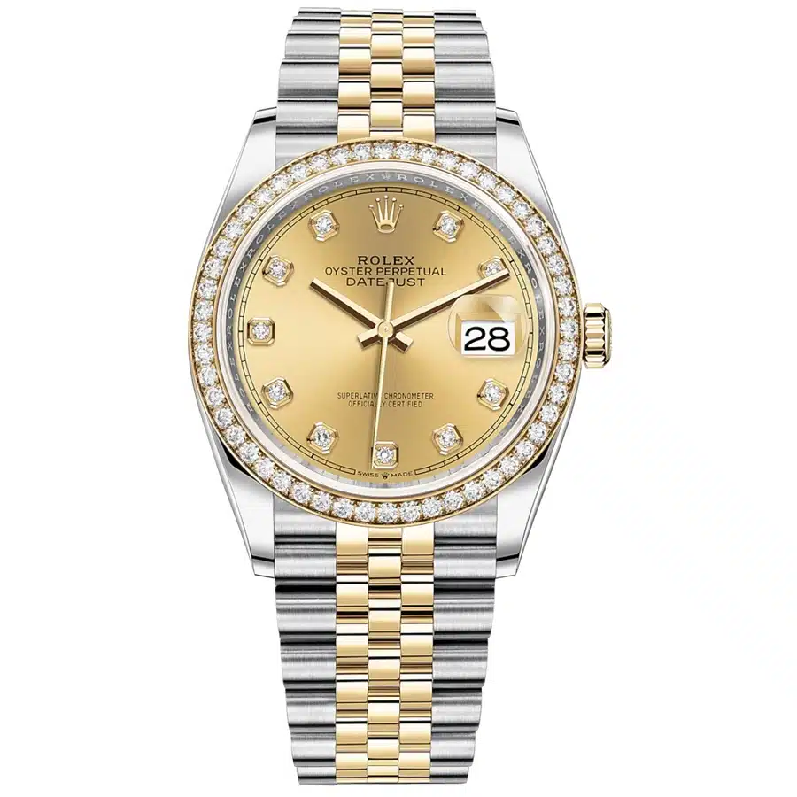 Rolex Datejust 126283RBR-0003 Stainless Steel & Yellow Gold Watch with Champagne Diamond Dial