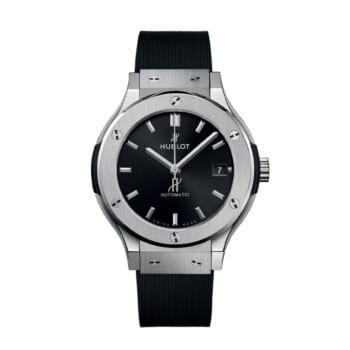 Hublot Classic Fusion 38mm 565.NX.1470.RX Titanium With Black Rubber Watch Black Dial