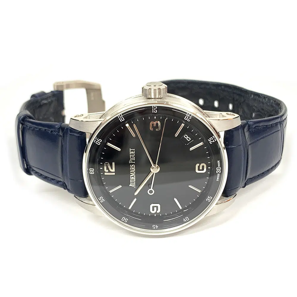 Audemars Piguet Blue Dial Code 11.59 15210BC.OO.A002CR.01 White Gold with Blue Leather Watch MINT 2020 – image 3