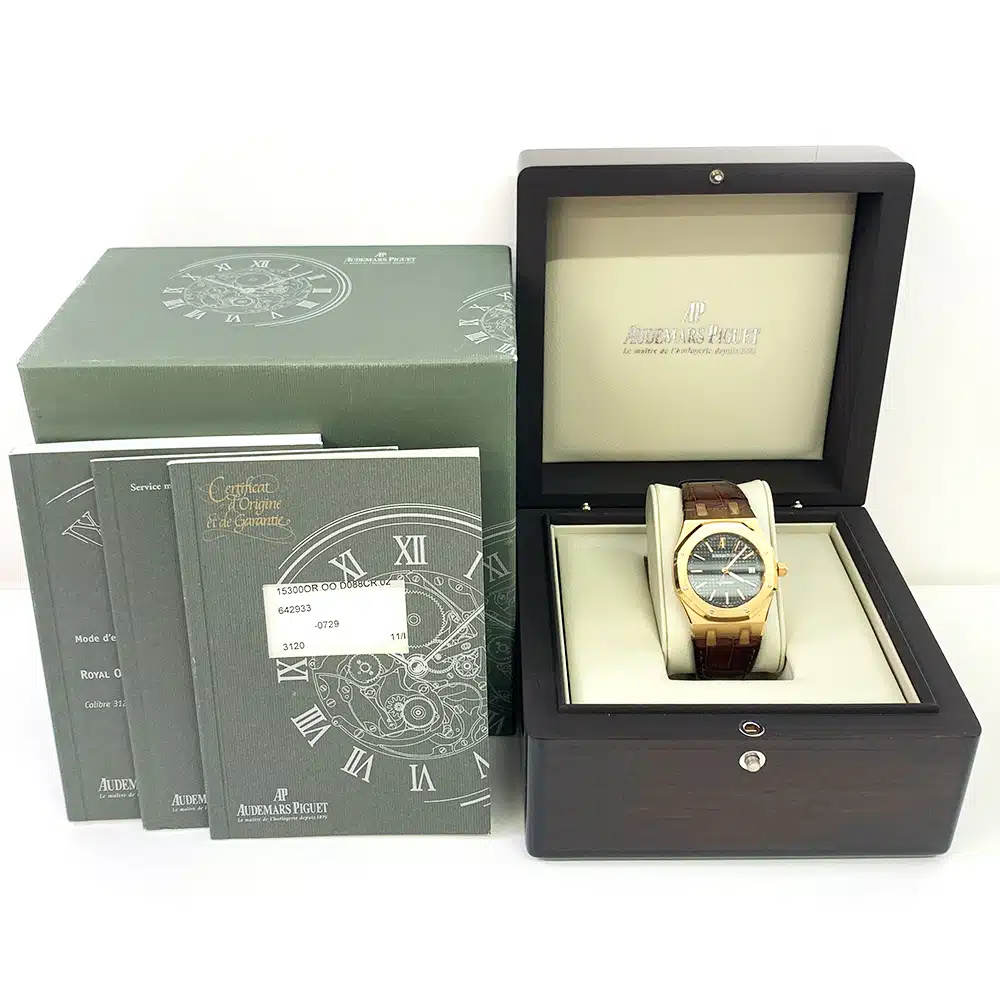 Audemars Piguet Royal Oak Black Dial 39mm 15300OR.OO.D088CR.02 Rose Gold With Brown Leather Watch – image 8
