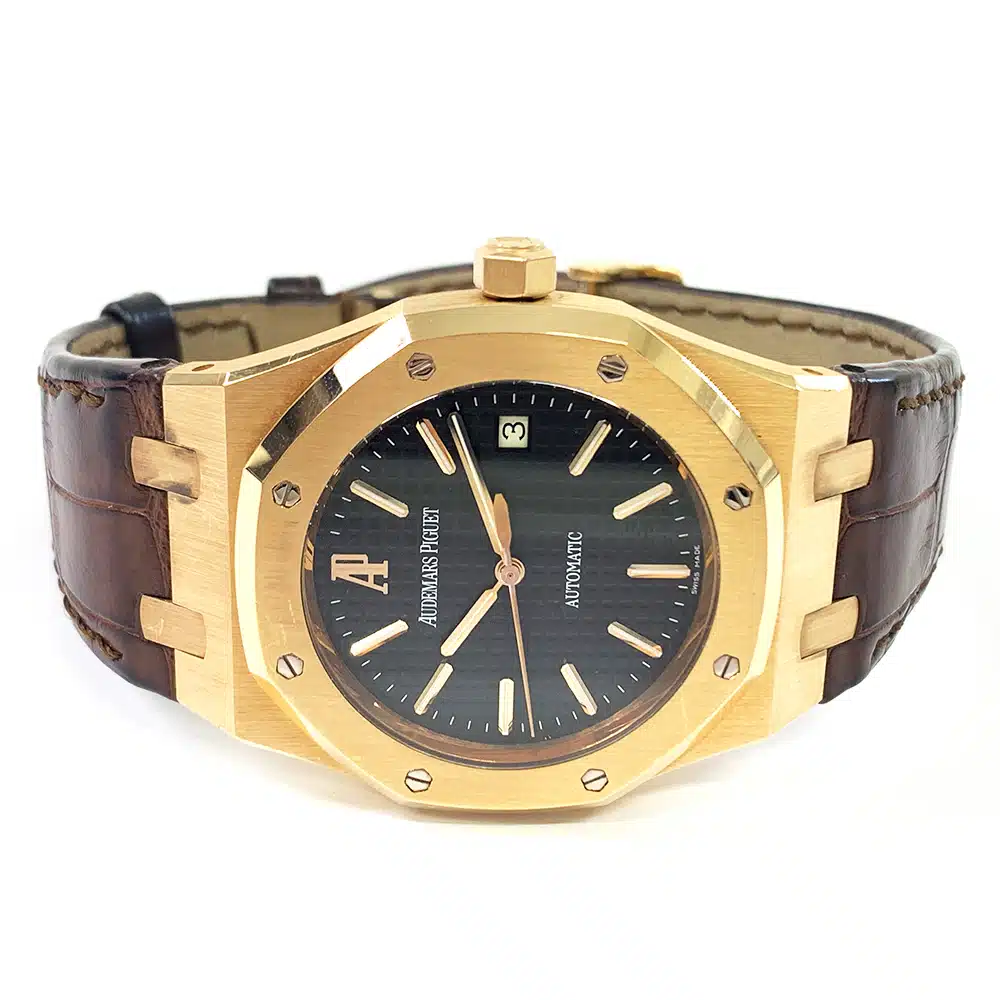 Audemars Piguet Royal Oak Black Dial 39mm 15300OR.OO.D088CR.02 Rose Gold With Brown Leather Watch – image 4