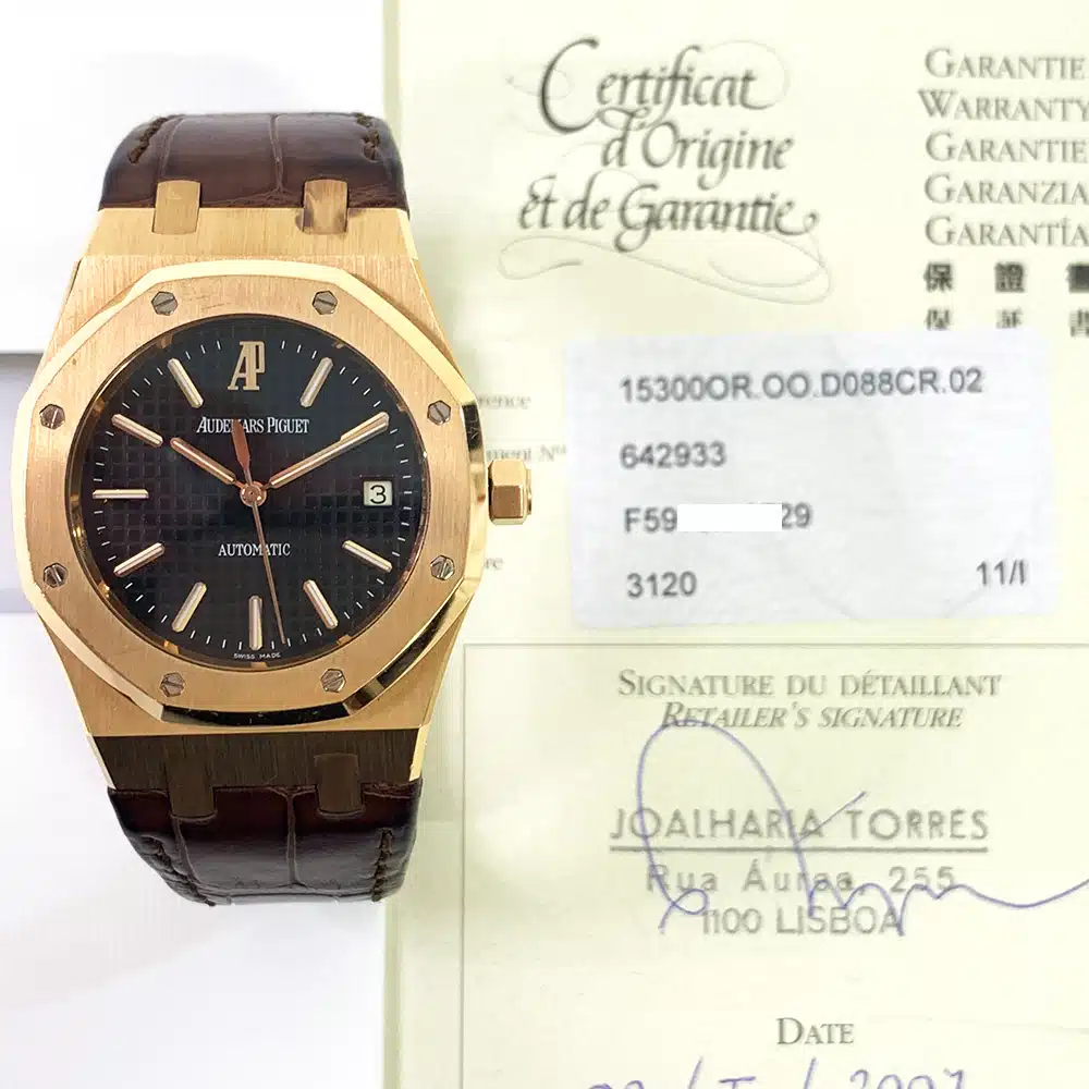 AP Royal Oak 39mm Rose Gold With Brown Leather Watch