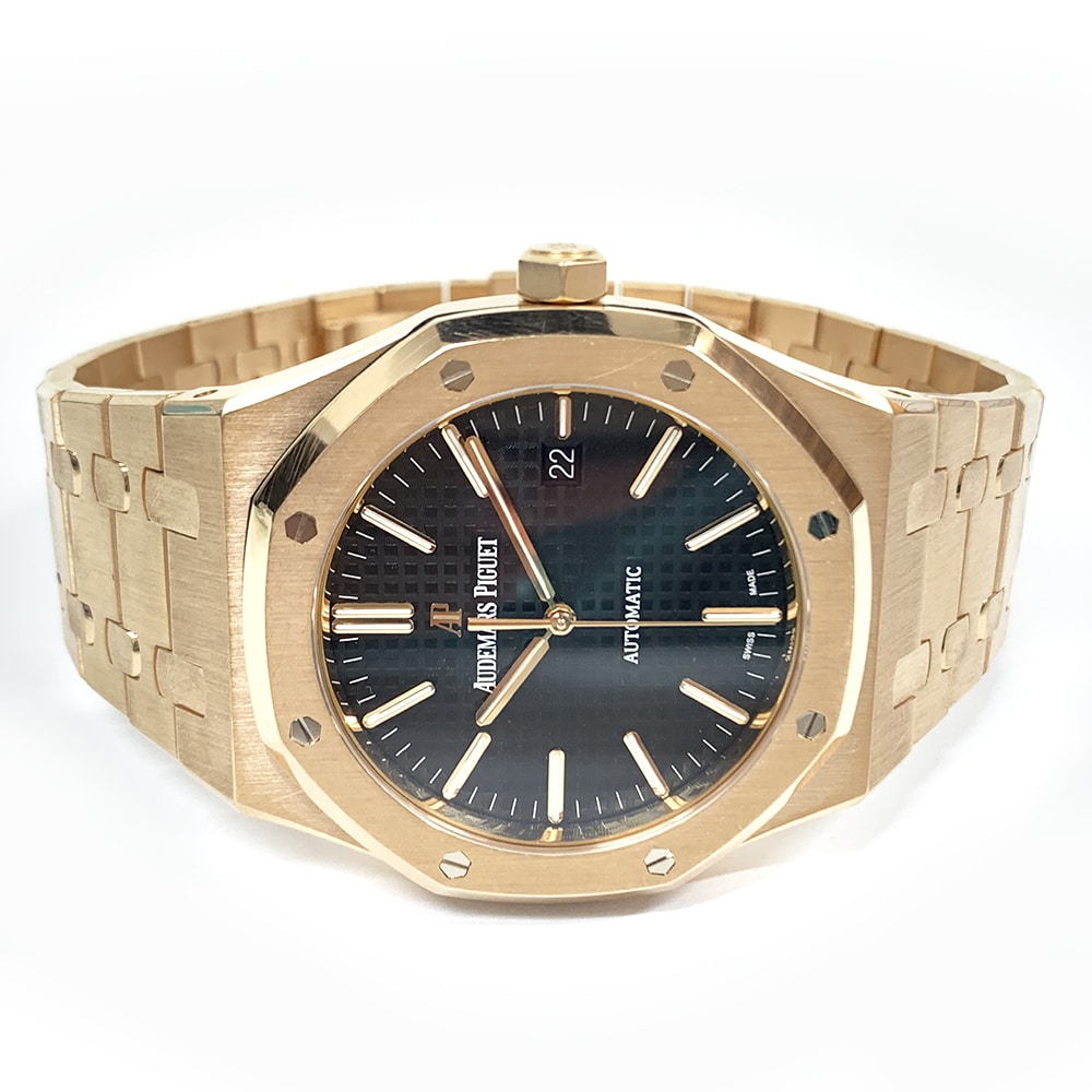 Audemars Piguet Royal Oak 15400OR.OO.1200OR.01 Rose Gold Watch Black Dial 2017