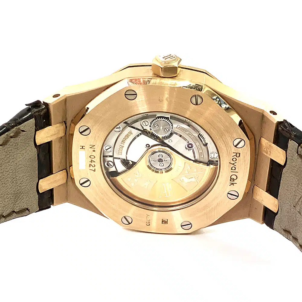 Audemars Piguet Royal Oak Silver Dial 41mm 15400OR.OO.D088CR.01 Rose Gold Brown Leather Watch 2012 – image 6