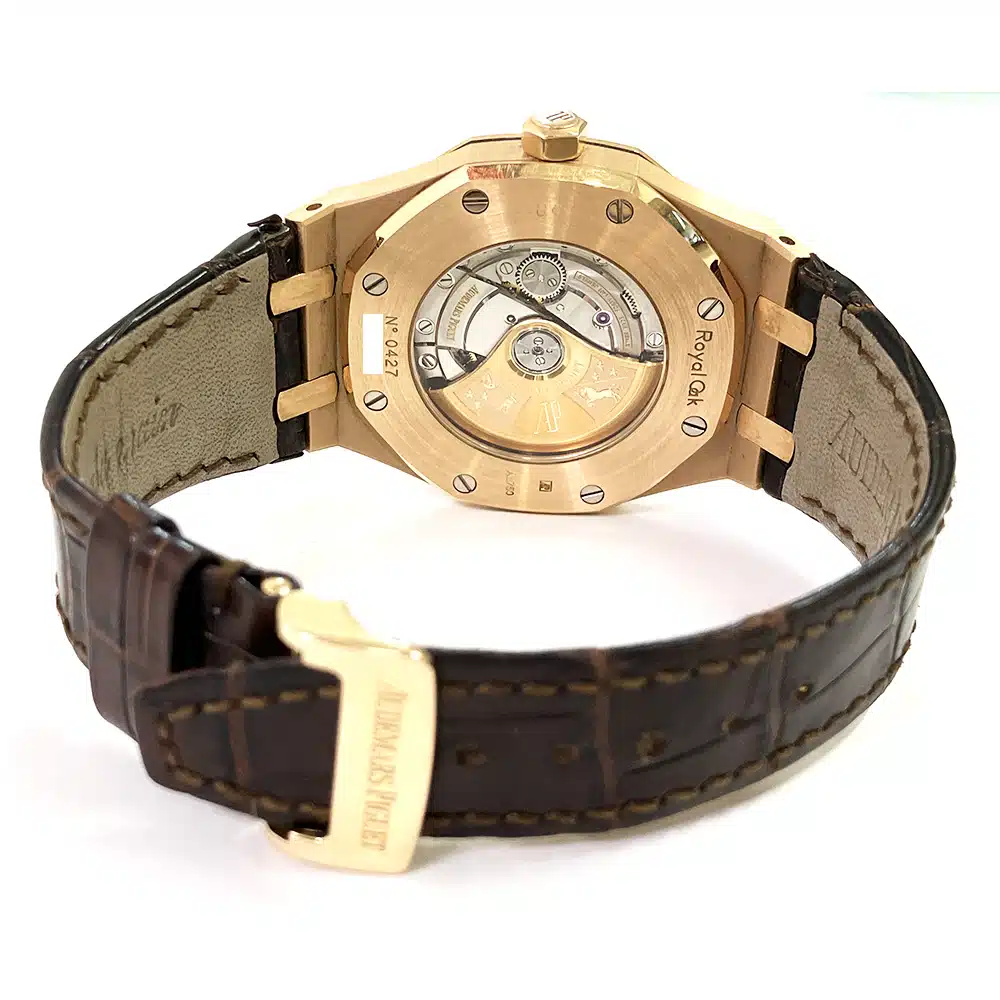 Audemars Piguet Royal Oak Silver Dial 41mm 15400OR.OO.D088CR.01 Rose Gold Brown Leather Watch 2012 – image 5