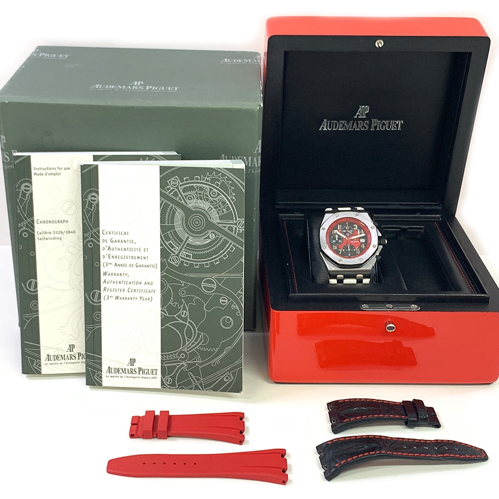 Audemars Piguet Royal Oak Offshore Red/Black Dial 26195ST.OO.D101CR.01 42mm Stainless Steel White Rubber Watch 2011