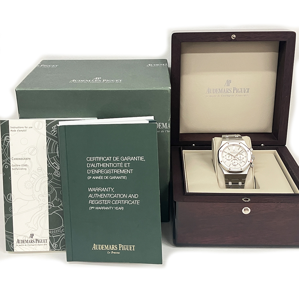 Audemars Piguet Royal Oak Chrono 41mm 26320ST.OO.1220ST.02 Stainless Steel Watch Silver Dial MINT 2012