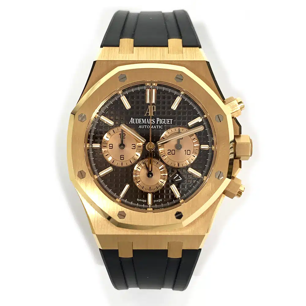 MINT Audemars Piguet Royal Oak Chronograph 26331OR.OO.D821CR.01 Brown Dial Rose Gold With Black Rubber Watch 2019 – image 2