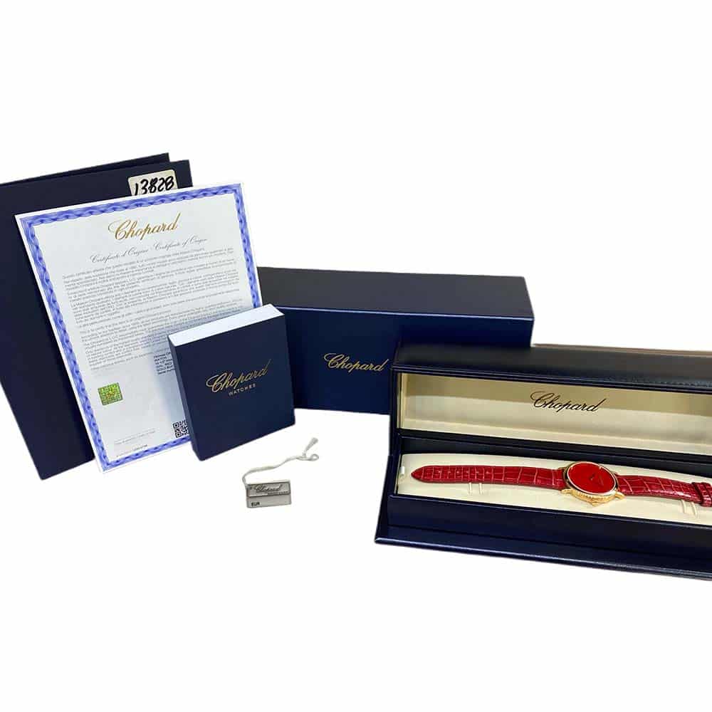 Chopard Classic 36mm 163154-5208 Rose Gold With Red Leather Watch Red Dial
