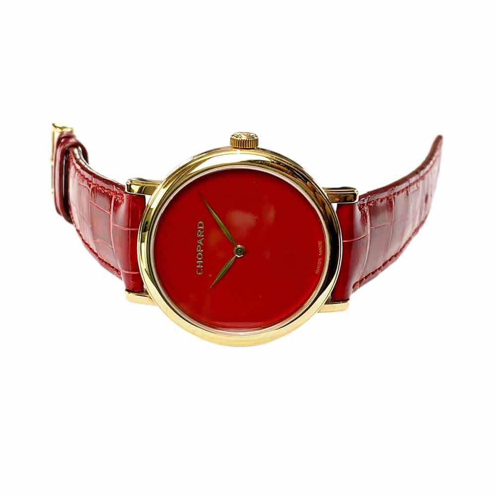 Chopard Classic 36mm 163154-5208 Rose Gold With Red Leather Watch Red Dial