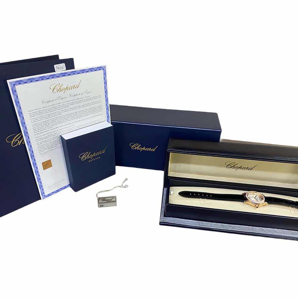 Chopard Happy Sport Black 274893-5002 Rose Gold with Black Leather Watch