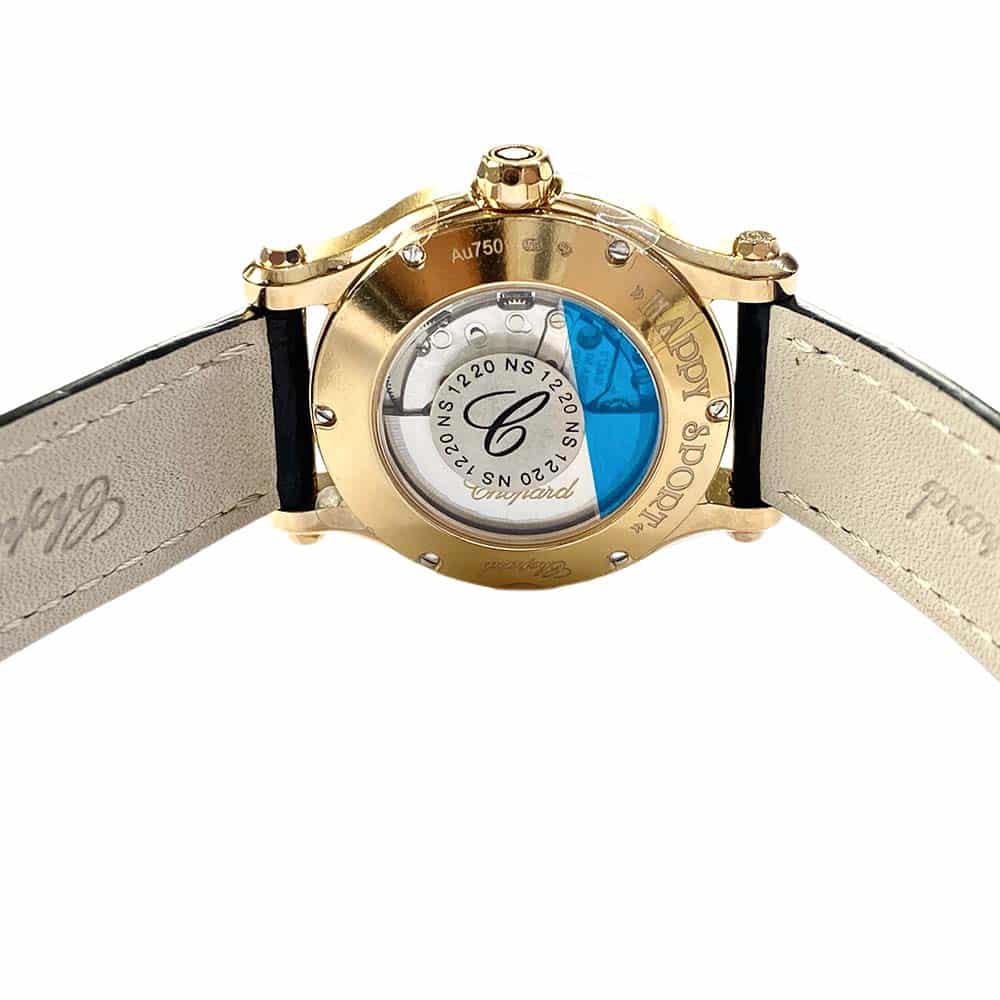 Chopard Happy Sport Black 274893-5002 Rose Gold with Black Leather Watch