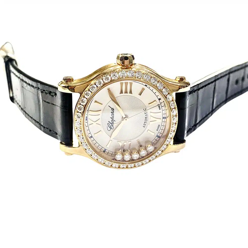 Chopard Happy Sport Black 274893-5002 Rose Gold with Black Leather Watch – image 4