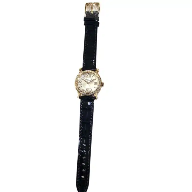 Chopard Happy Sport Black 274893-5002 Rose Gold with Black Leather Watch – image 3