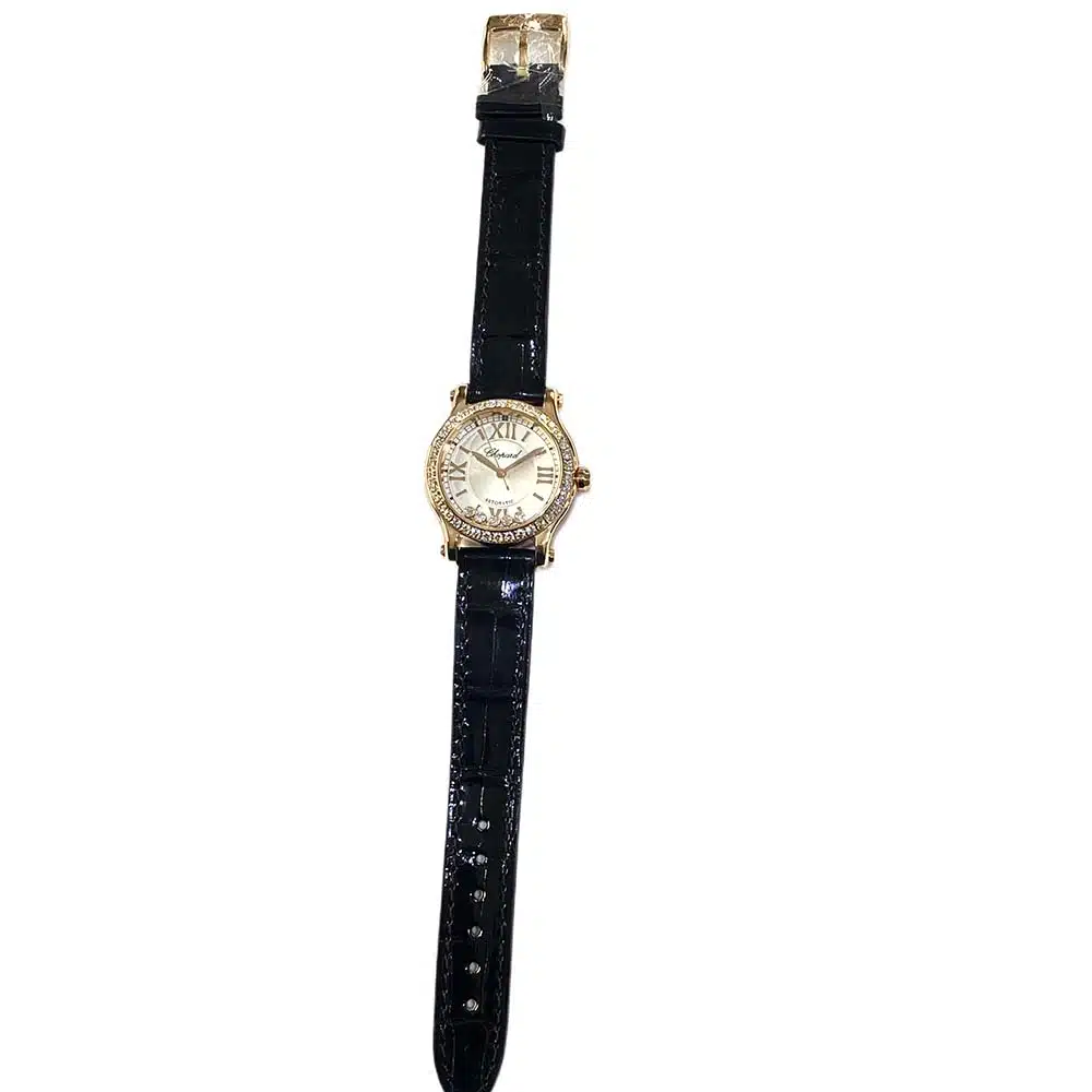 Chopard Happy Sport Black 274893-5002 Rose Gold with Black Leather Watch – image 3