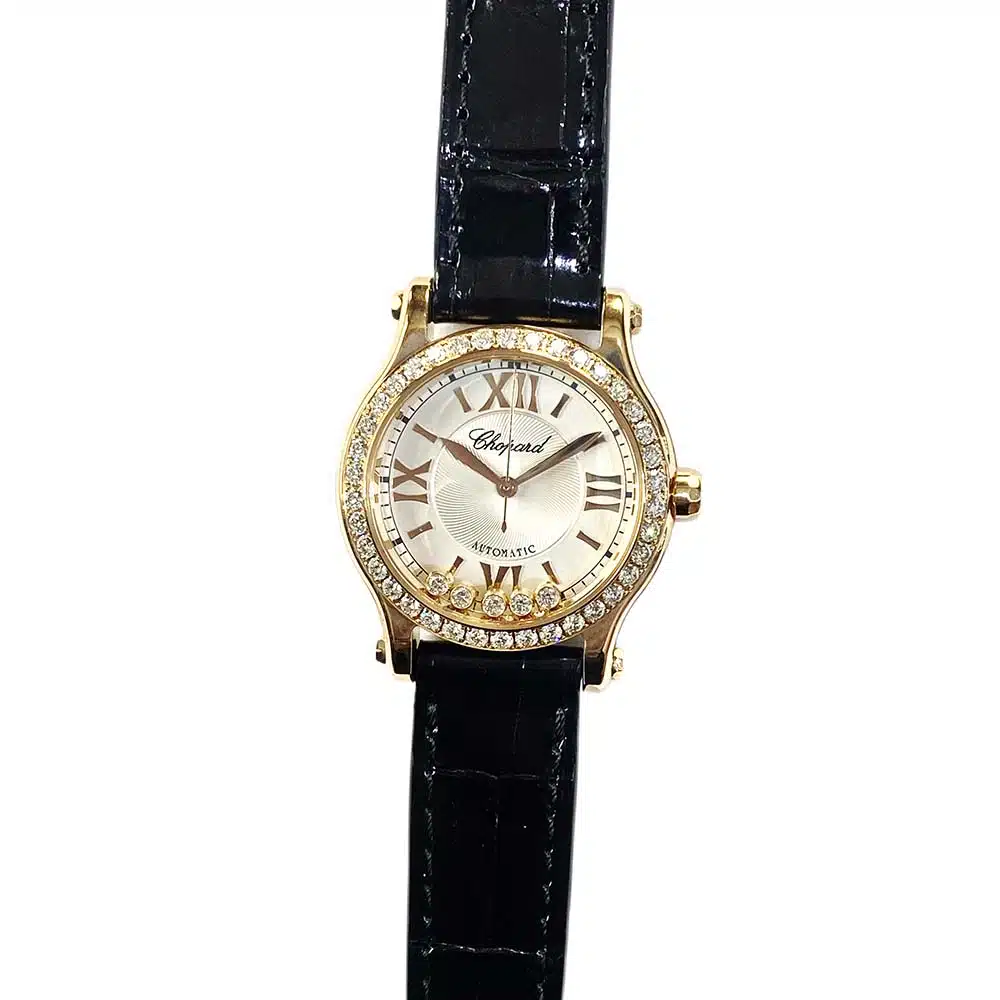 Chopard Happy Sport Black 274893-5002 Rose Gold with Black Leather Watch – image 2