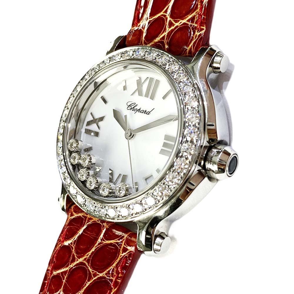 Chopard Happy Sport 278475-3037 Stainless Steel With Brown Leather Watch White Roman Dial
