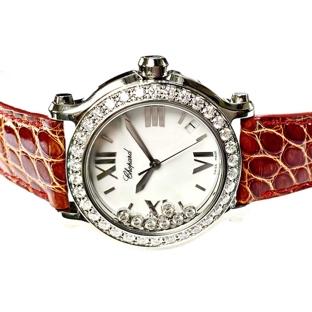 Chopard Happy Sport 278475-3037 Stainless Steel With Brown Leather Watch White Roman Dial