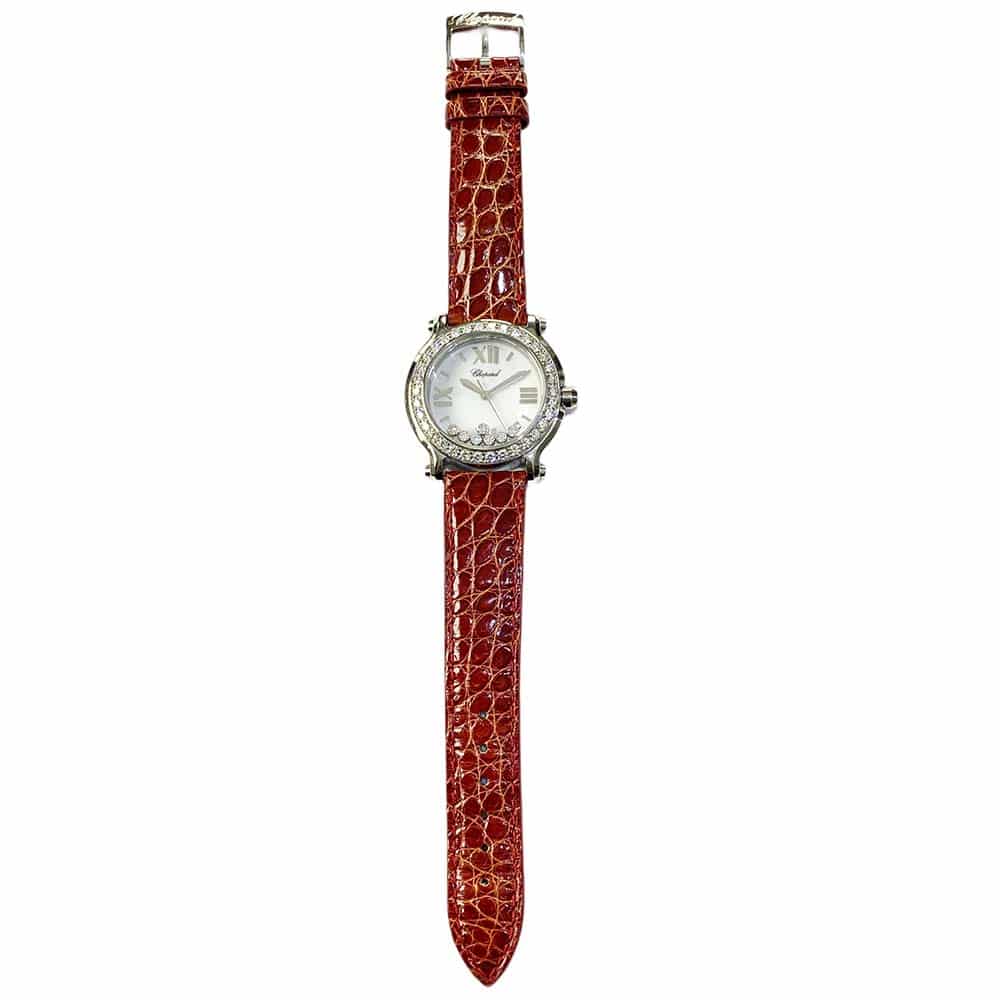 Chopard Happy Sport 278475-3037 Stainless Steel With Brown Leather Watch White Roman Dial