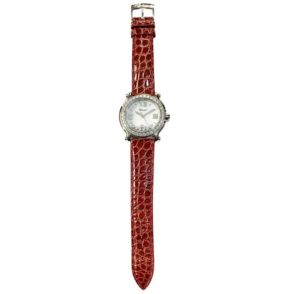 Chopard Happy Sport 278475-3037 Stainless Steel With Brown Leather Watch White Roman Dial – image 2