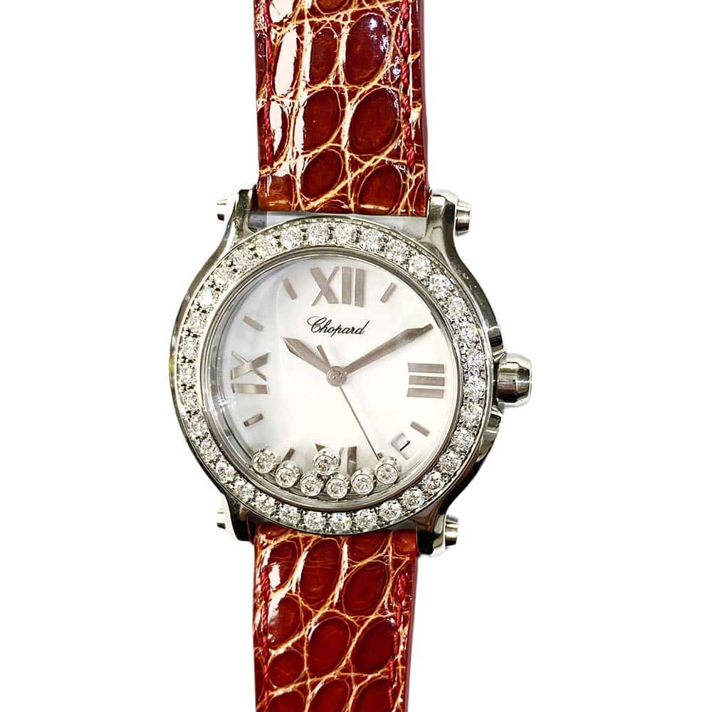 Chopard Happy Sport 278475-3037 Stainless Steel With Brown Leather Watch White Roman Dial