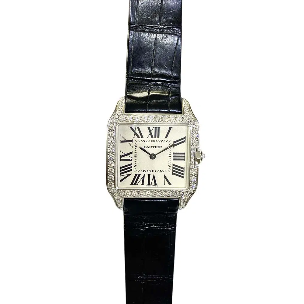 Cartier Santos Dumont WH100251 white gold watch, dial detail