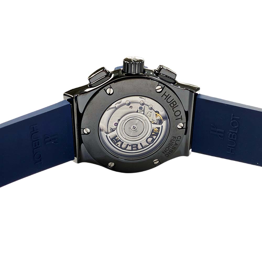 Hublot Classic Fusion Chronograph 541.CM.7170.RX Ceramic With Blue Rubber  Watch Blue Index Dial