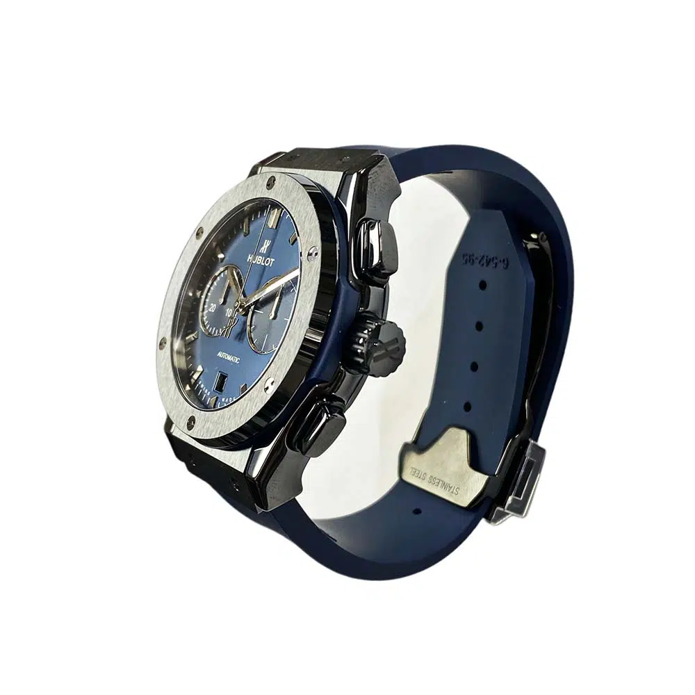 Hublot Classic Fusion Chronograph 541.CM.7170.RX Ceramic With Blue Rubber Watch Blue Index Dial – image 3