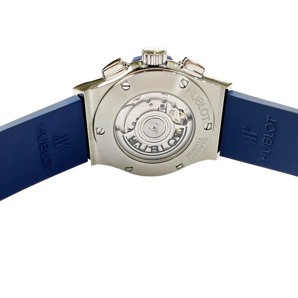 Hublot Classic Fusion Chronograph Blue 541.NX.7170.RX Titanium With Blue Rubber Watch Blue Dial – image 6