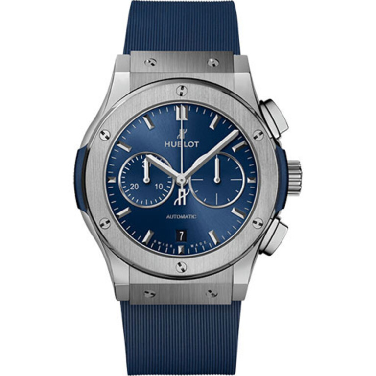 Hublot Classic Fusion Chronograph Blue 541.NX.7170.RX Titanium With Blue Rubber Watch Blue Dial